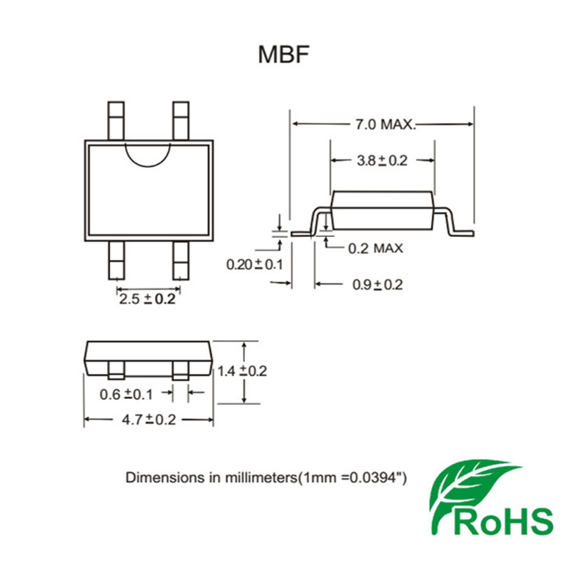 厂家供应 贴片mb10f整流桥 mb6f桥堆 mbf封装 0.8a sop-4质量稳定