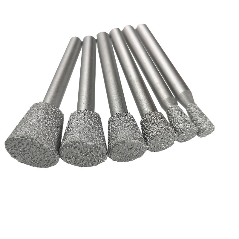 现货供应钎焊金刚石倒锥型磨头加粗锋利46目6*6-16粗砂柄合金