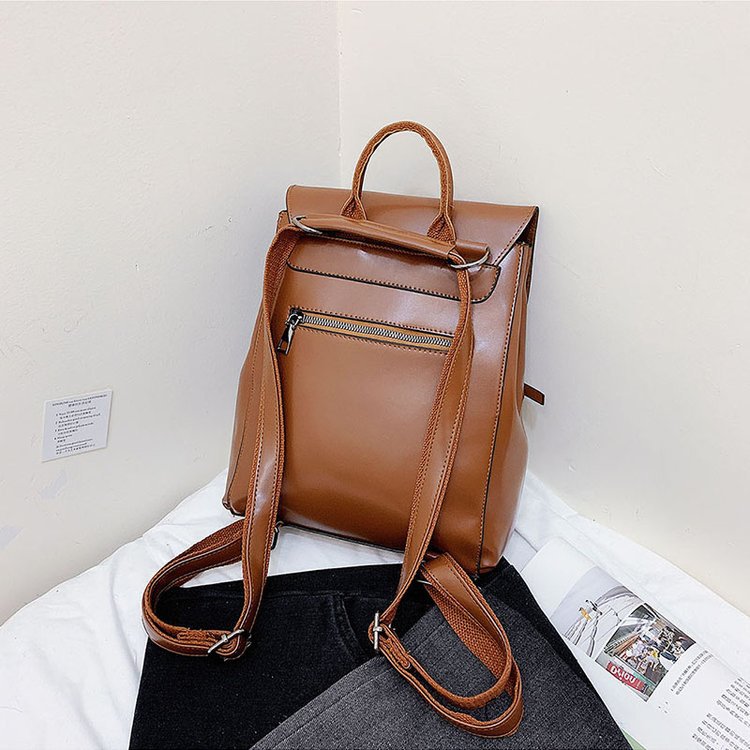 Women's Bag 2020 New Shoulder Bag Korean Retro British Simple Backpack College Style Schoolbag PU Leather Backpack