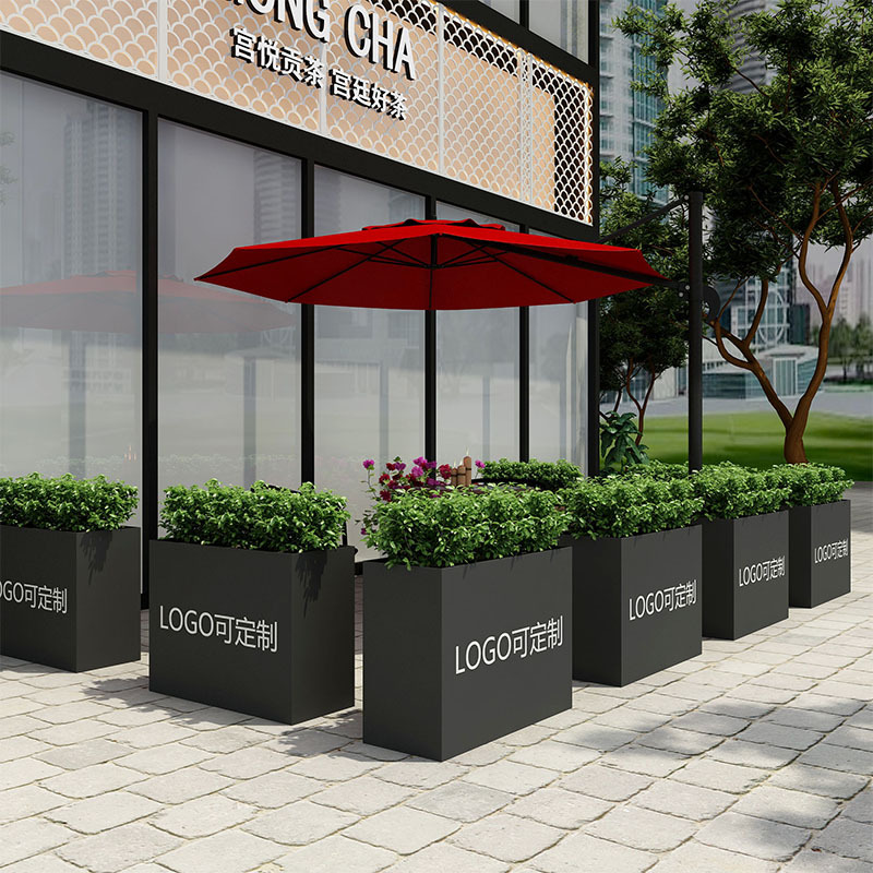 铁艺长方形花箱 户外花槽简约室外广场店铺装饰花坛外摆绿植花盆