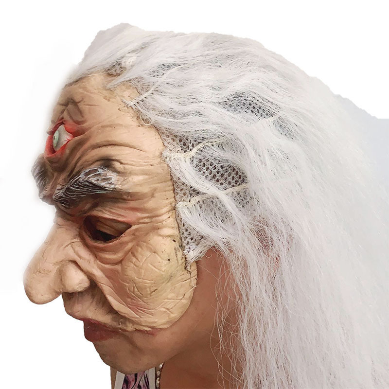 紫发龅牙骷髅面具万圣节装扮道具派对舞会角色扮演cosplay头套