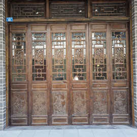厂家长期生产仿古门窗实木套装门 镂空花格雕花镂空隔断花格定制