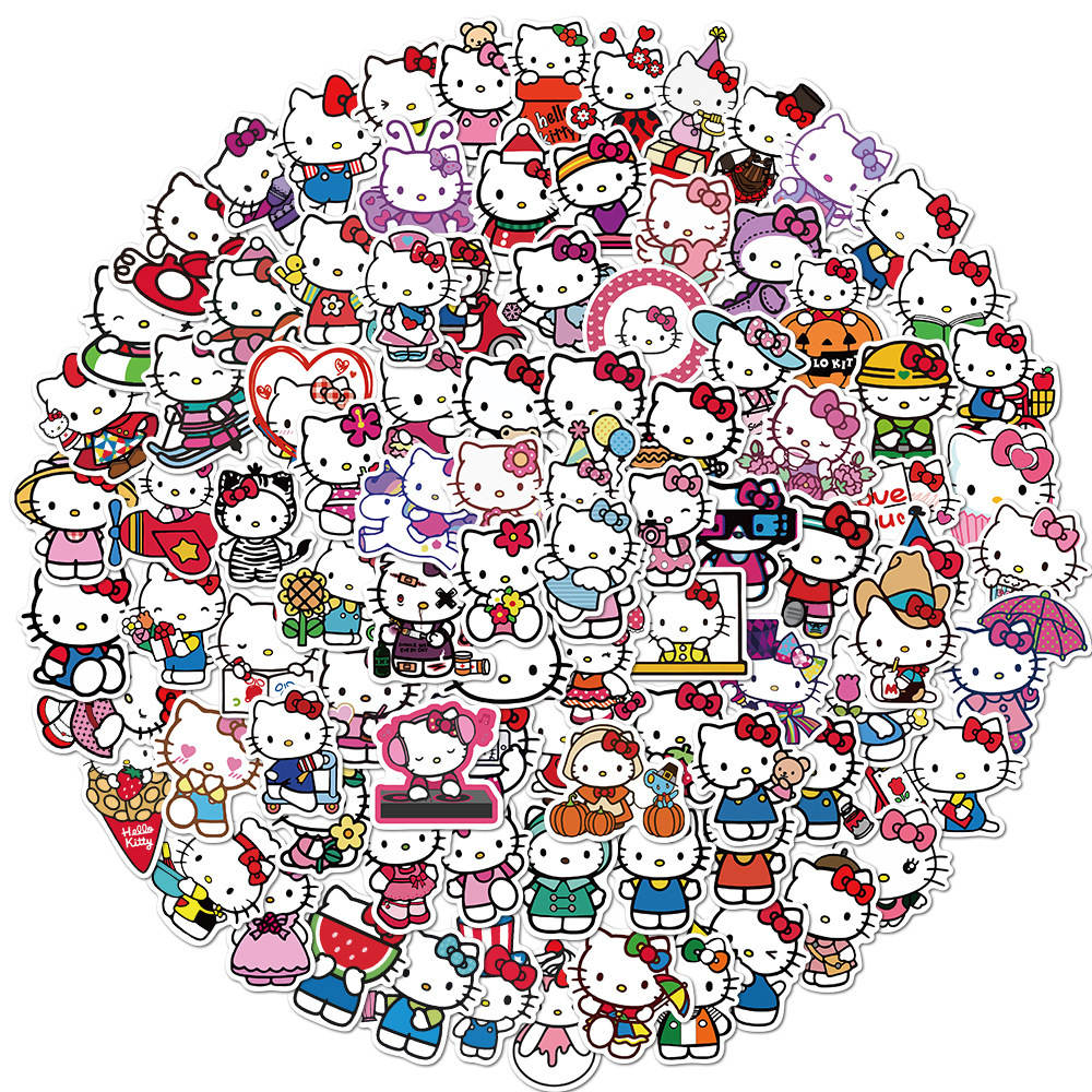 100张卡通形象hello kitty涂鸦贴纸可爱行李箱笔记本车身装饰贴画