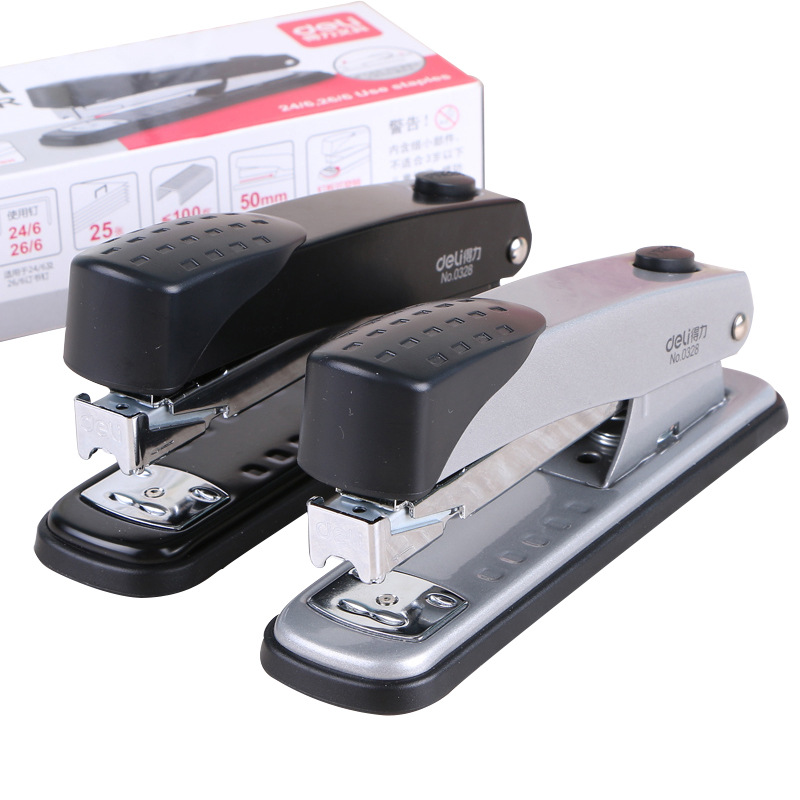 得力0328订书机弹出式订书机金属材质12号订装订器办公文具用品