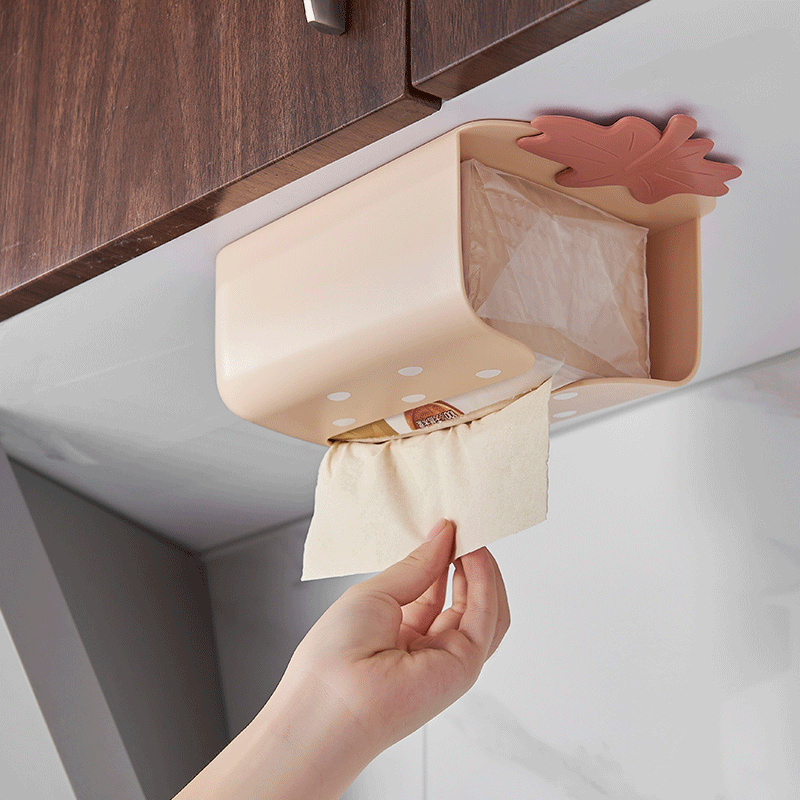 M57 Cute Strawberry Punch-Free Wall Hanging Paper Extraction Box Bathroom Storage Box Tracelss Paste Home Tissue Box