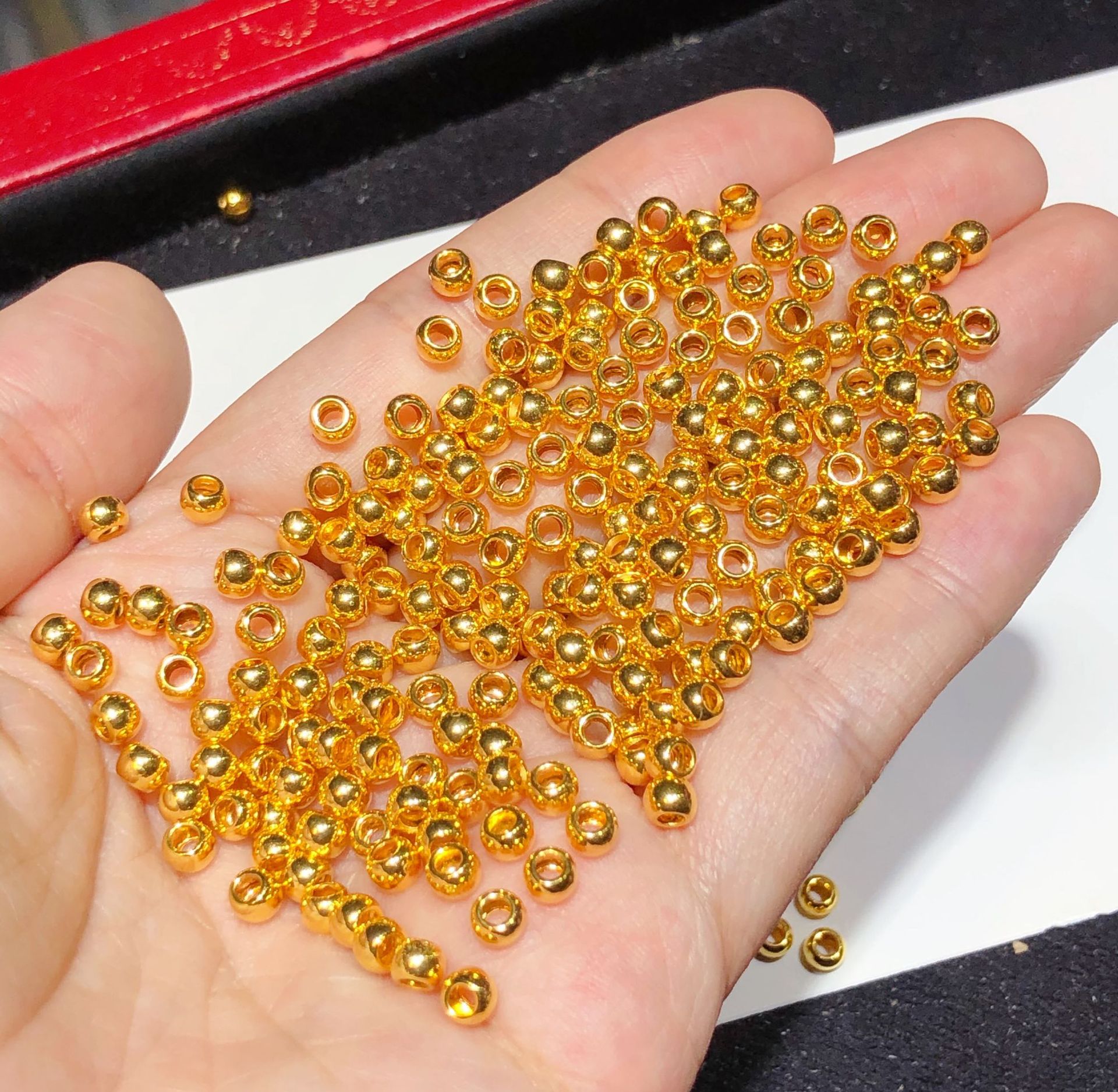 黄金金珠3d硬金足金小金珠黄金转运珠亮面散珠配珠金豆豆转运珠