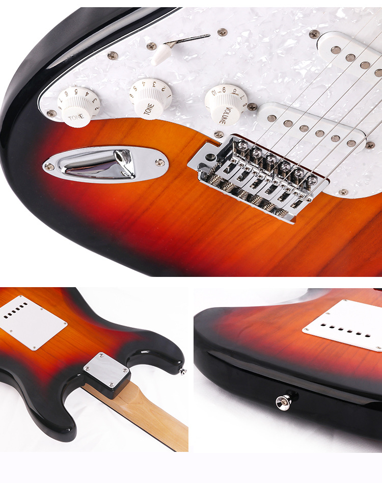 st左手电吉他亮光 椴木双面吉他日落色全左撇子用琴 电声乐器厂家