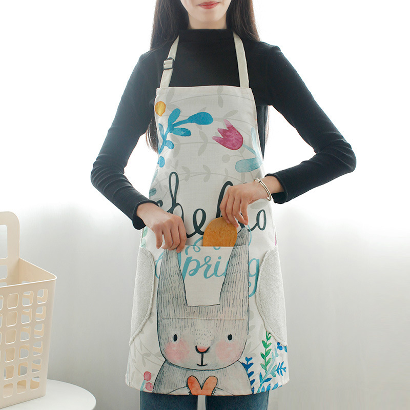 双层防水围裙家用厨房防油污韩版时尚男女可爱可擦手餐厅创意围兜