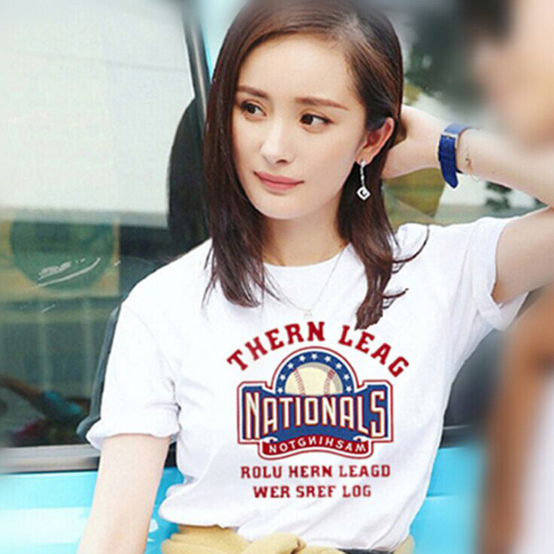 明星杨幂同款短袖夏季2020新款休闲宽松韩版纯棉白色潮牌t恤女装