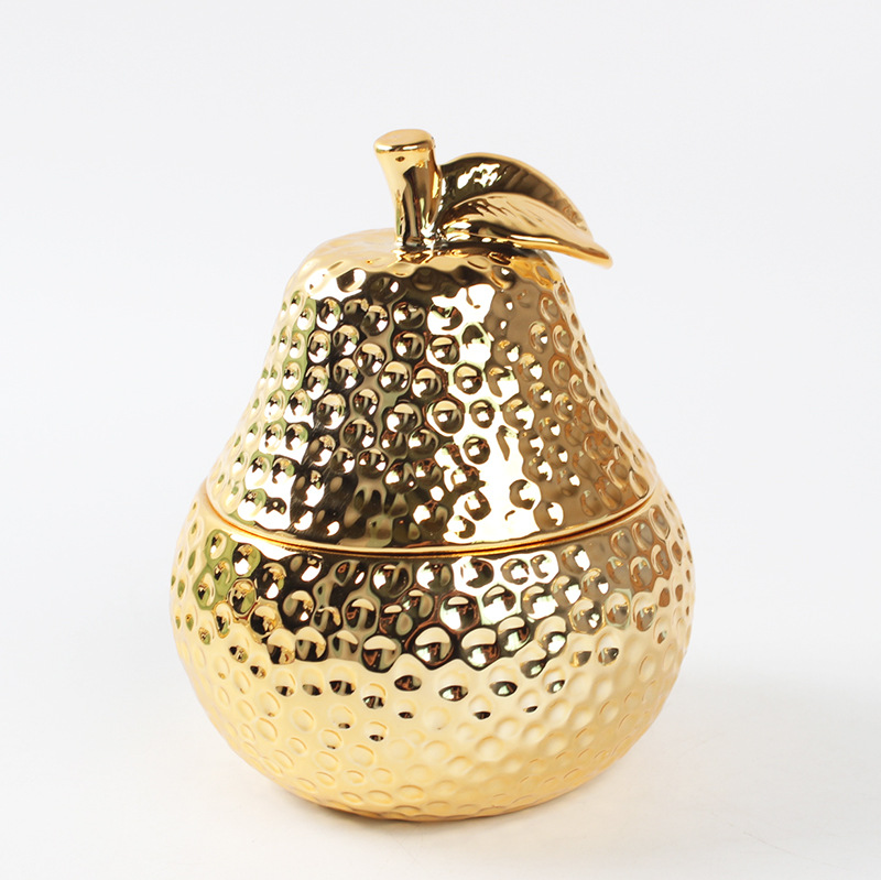 Cross-Border Electroplating Gold Apple Pear Storage Jar Ceramic Crafts Decoration Wedding Gifts Jewelry Box Batch Discovery