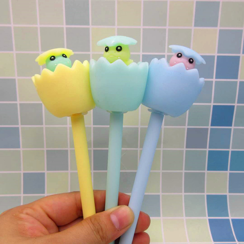 韩国可爱硅胶蛋壳恐龙减压笔萌宠动物破壳笔捏捏乐霸王龙解压水笔