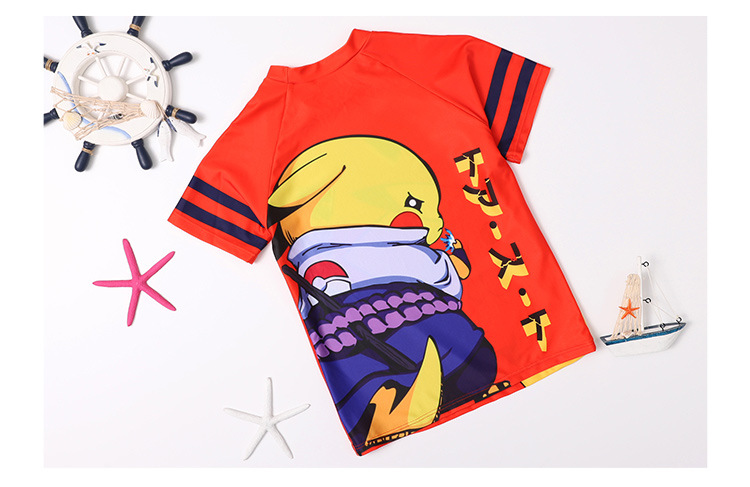 儿童泳衣男童中大童分体皮卡丘游泳衣宝宝防晒泳裤套装游泳装备