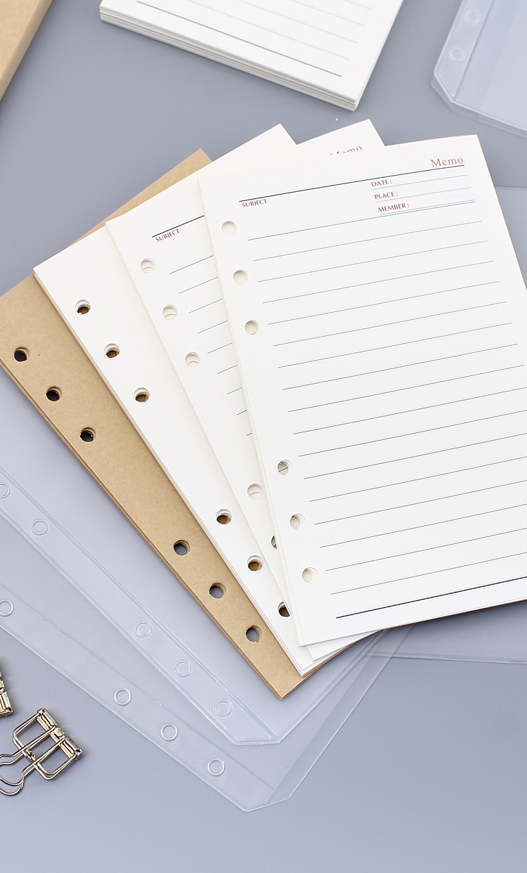 记事本替换芯a6活页组合内芯手账本芯6孔本子活页纸道林内页现货