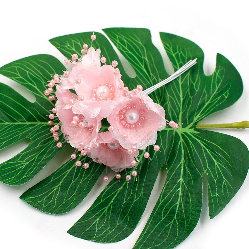 6支/束 仿真白珍珠花芯小把花束 diy手工制作头饰发簪材料 假花