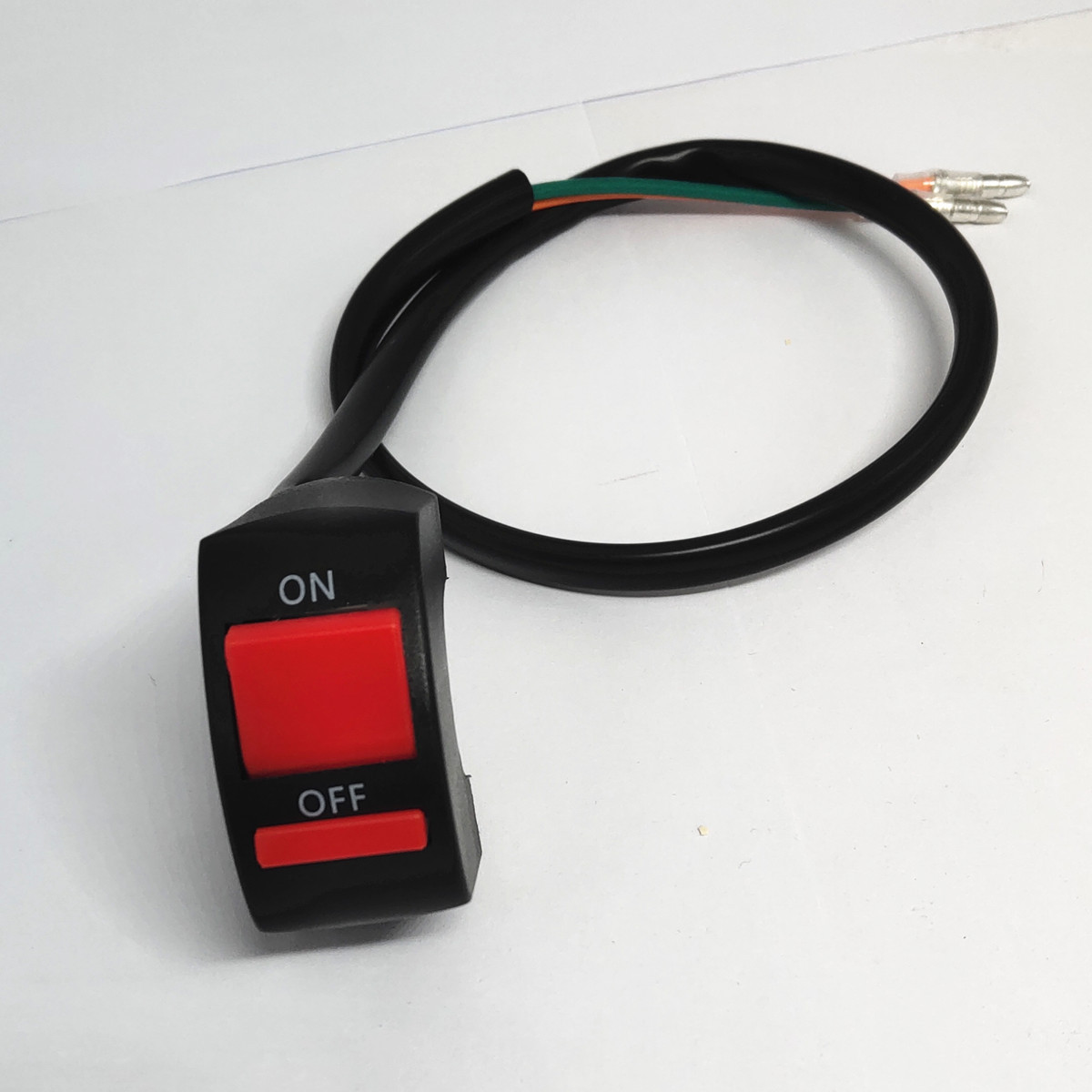 塑胶摩托车机械把车开关红色按键 电动车改装开关带线无灯