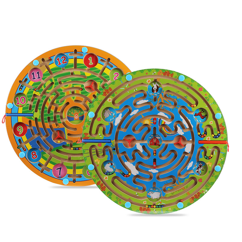 厂家直销木丸子儿童益智玩具亲子互动磁力迷宫走珠男女孩早教玩具
