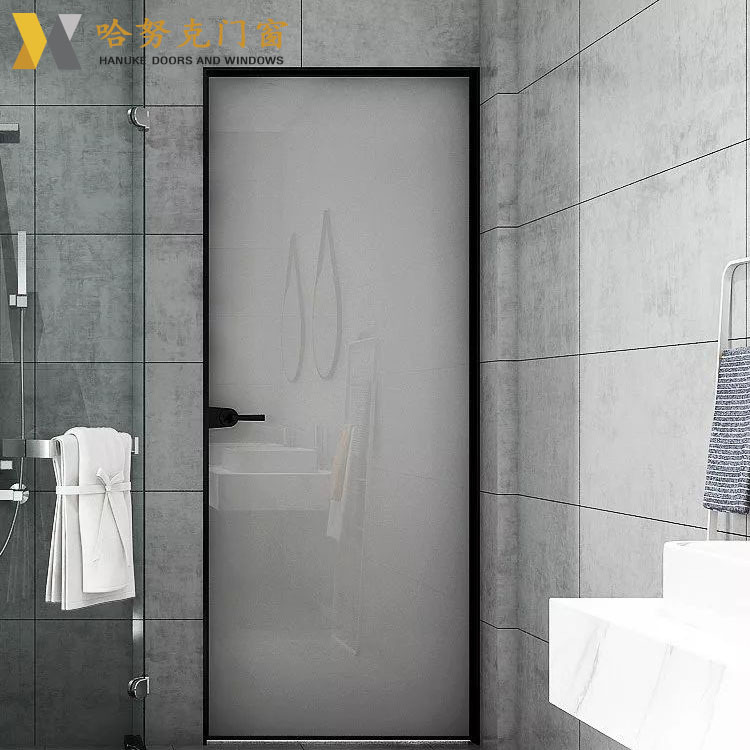 室内铝合金卫生间门极窄边框浴室磨砂玻璃平开门隔音玻璃防盗门