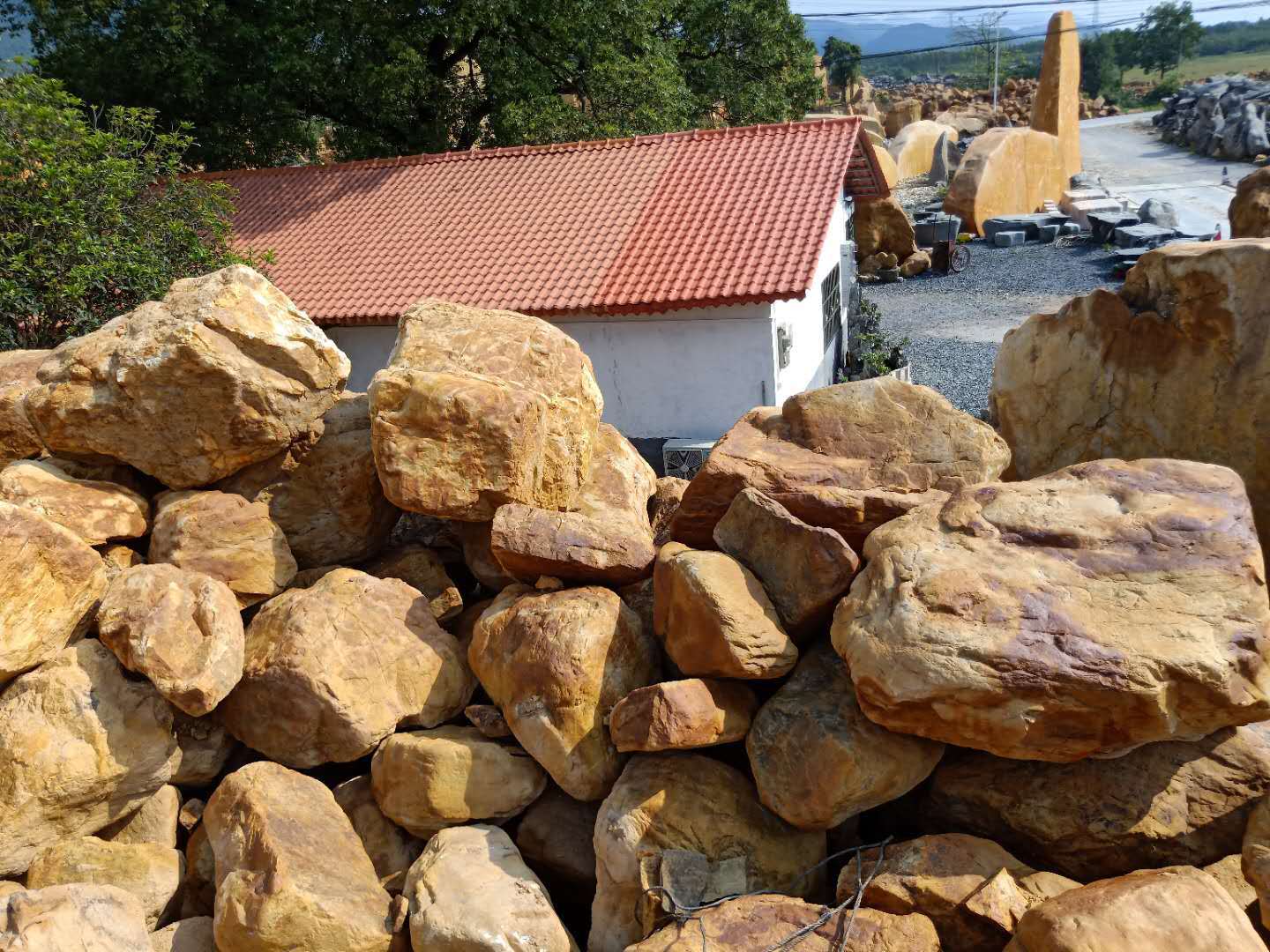 科鑫景石批发出售潮阳市潮州市黄蜡石 大型景观刻字11长黄蜡石