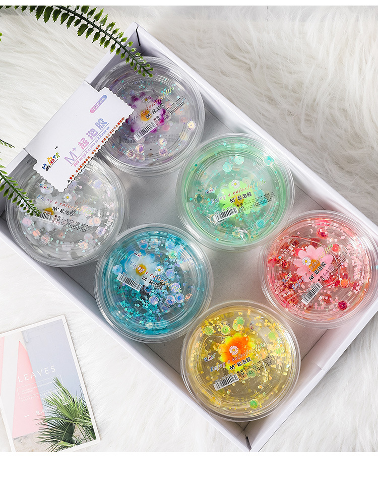 厂家批发小雏菊起泡胶 网红m 泥玩具高透水晶泥史莱姆起泡胶