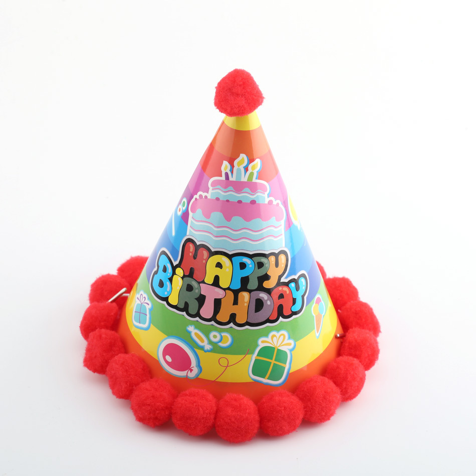 绒球帽星星可爱迷你帽子成人蛋糕纸帽宝宝生日蛋糕帽子装饰品