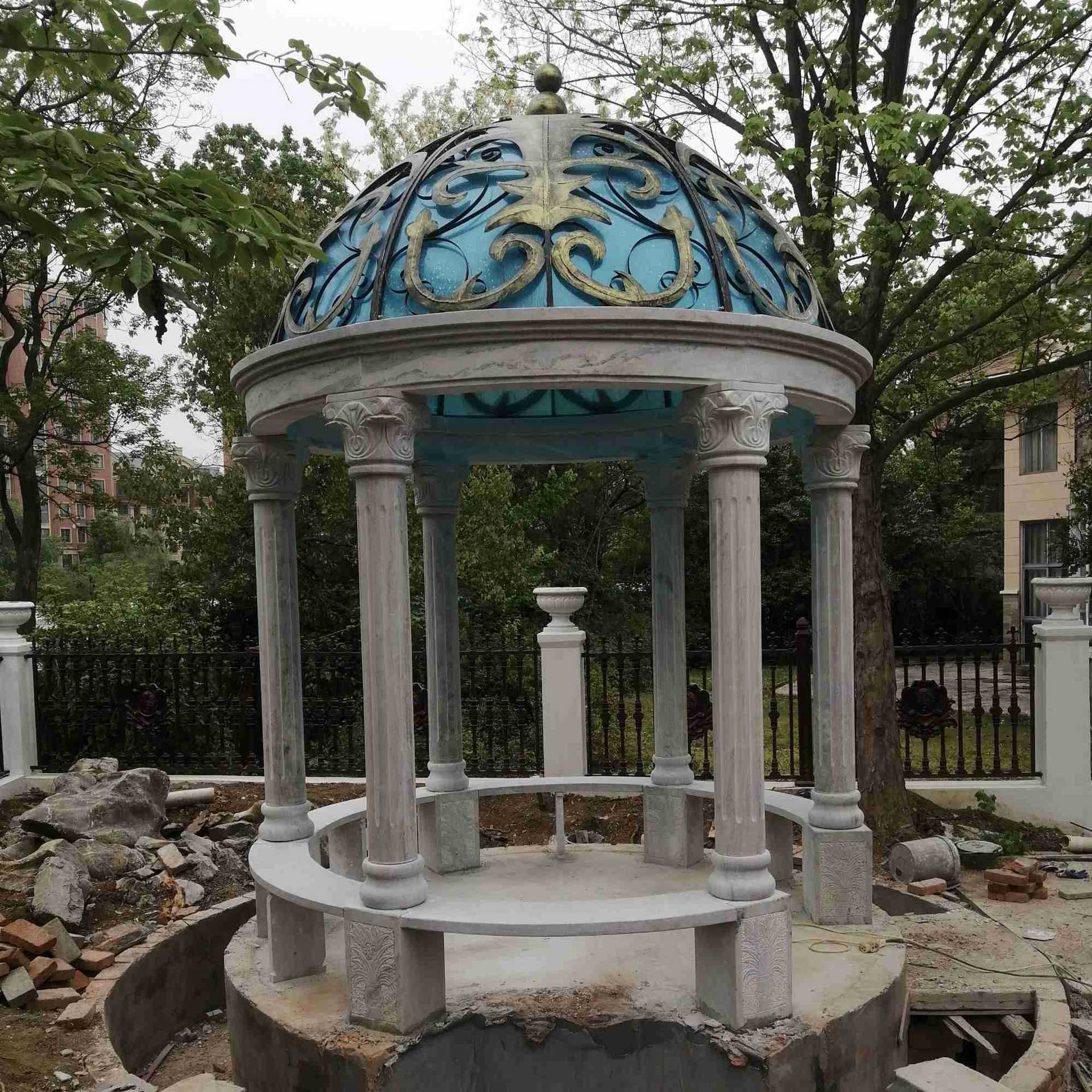 售晚霞红石雕凉亭欧式建筑凉亭四角亭花岗岩凉亭长廊花架双层凉亭