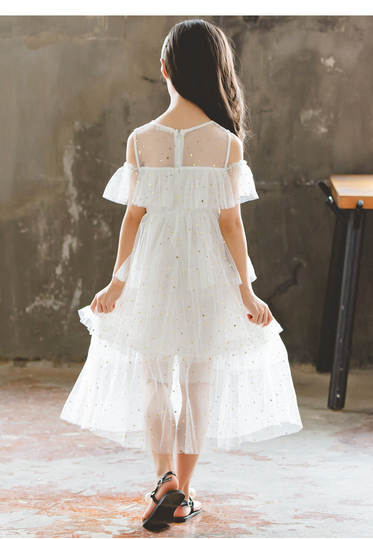 女童连衣裙夏季露肩网纱裙2020韩版新款中大童儿童蛋糕裙公主裙子