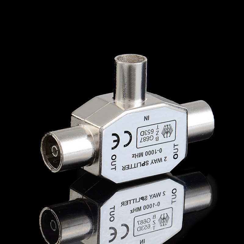 全金属有线电视tv9.5公转母视频插头rf三通头信号分配头转换接头