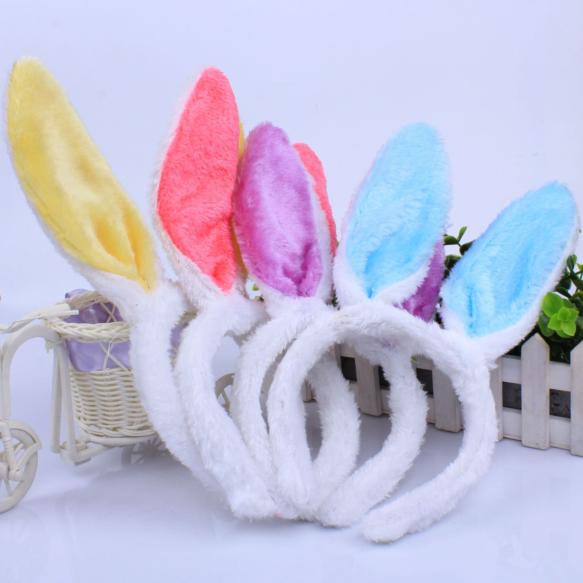 儿童节毛绒兔耳朵发箍头饰复活节兔子头箍亚马逊微商地推小礼品