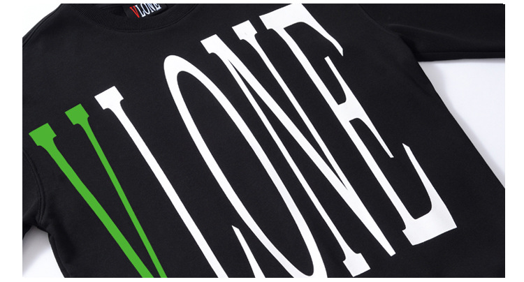 vlone orange 卫衣男秋冬宽松潮流外套女街头长袖绿v圆领溜肩上衣