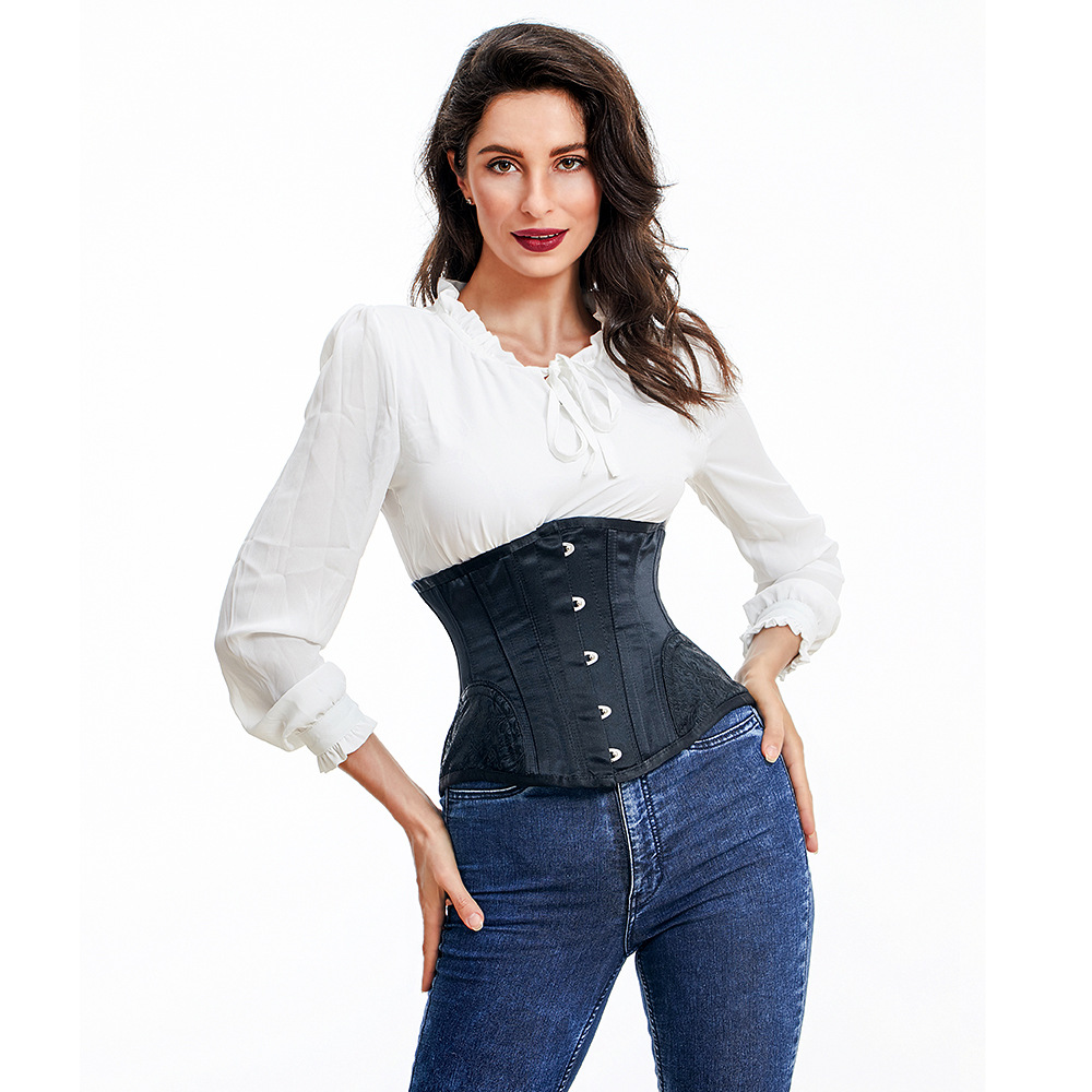 欧美宫廷塑身衣 提花弧形护跨沙漏束身衣 强力收腹塑身内衣corset