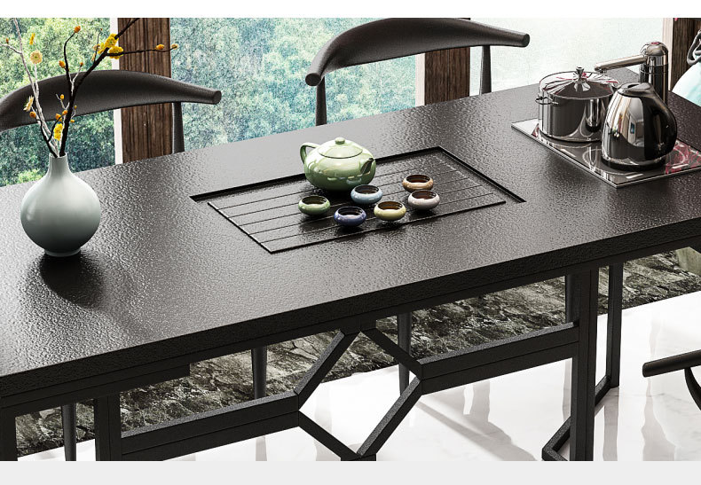 工厂直销中式泡茶桌椅组合办公室火烧石功夫茶几台全自动上水茶具