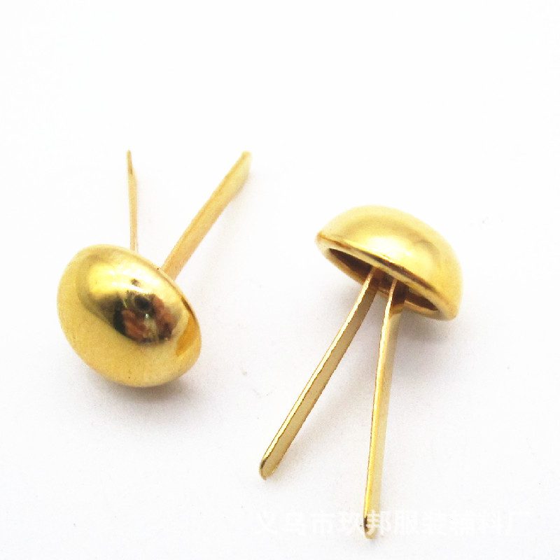 现货供应金色蘑菇头两脚钉 银白色泡钉 8mm铁两脚钉 金色铆钉