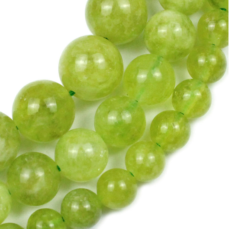 橄榄绿水晶石头玉髓散圆珠子diy手工串项链手链女配饰耳坠半成品