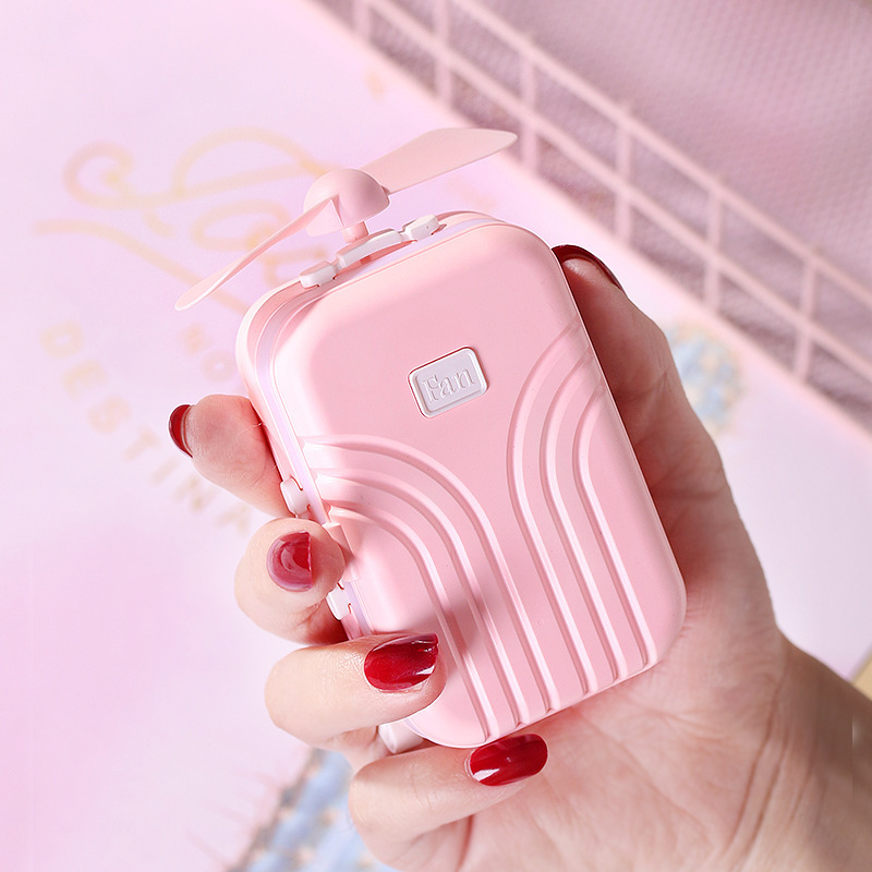 Luggage Led Cosmetic Mirror Fan USB Charging Mini Handheld Fan Suitcase Portable Little Fan