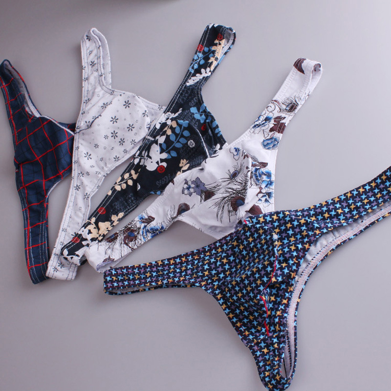 欧美男士情趣内裤低腰性感冰丝双丁内裤枪弹分离囊袋骚男后空t裤