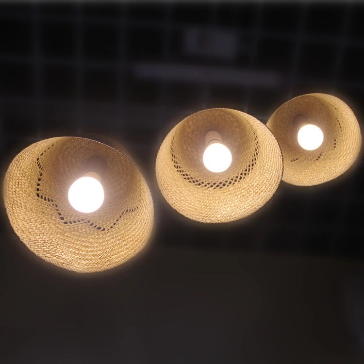 创意款现代简约草编灯 餐厅酒吧客厅灯 草编织东南亚风格吊灯