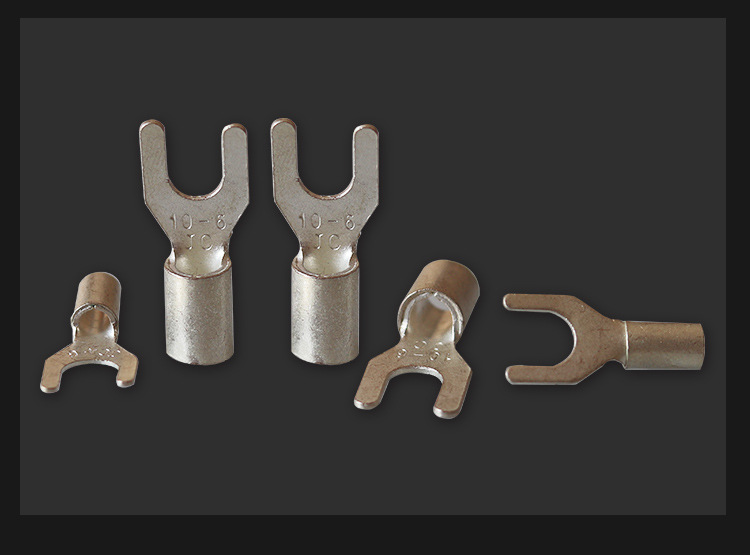 5-3船用冷压接线端子 jc4-6叉形裸接线端头 带铜套二次接线耳