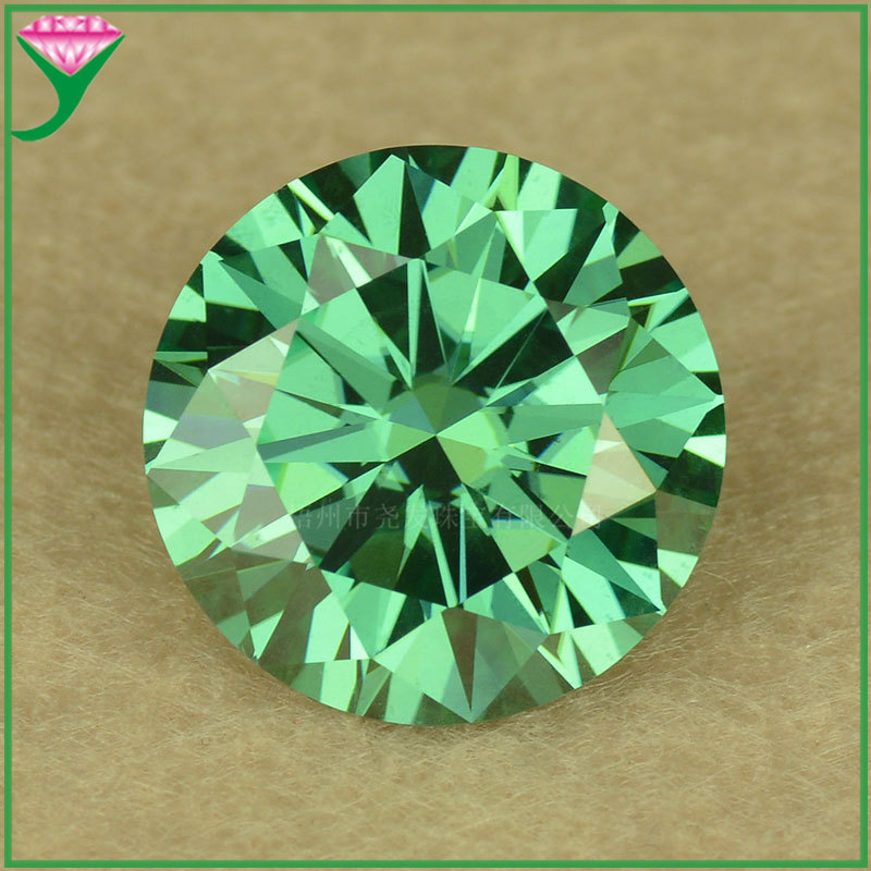 批发定制圆形绿色莫桑石裸石 深浅祖母绿莫桑钻戒面彩色莫桑宝石