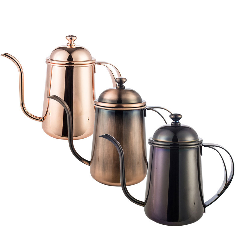 650ml高形细口壶 鹅颈型手冲壶有盖 滴漏咖啡壶 家用咖啡壶