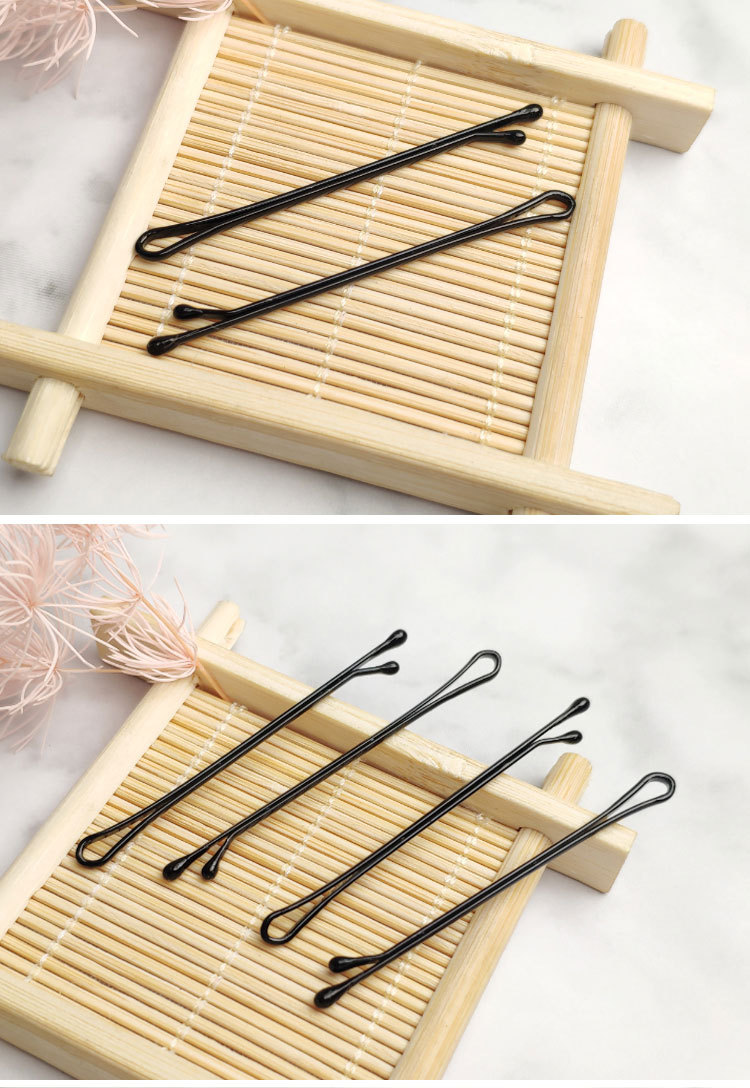 黑色一字夹圆头平头隐形盒装新娘盘发发卡铁发夹影楼化妆师专用