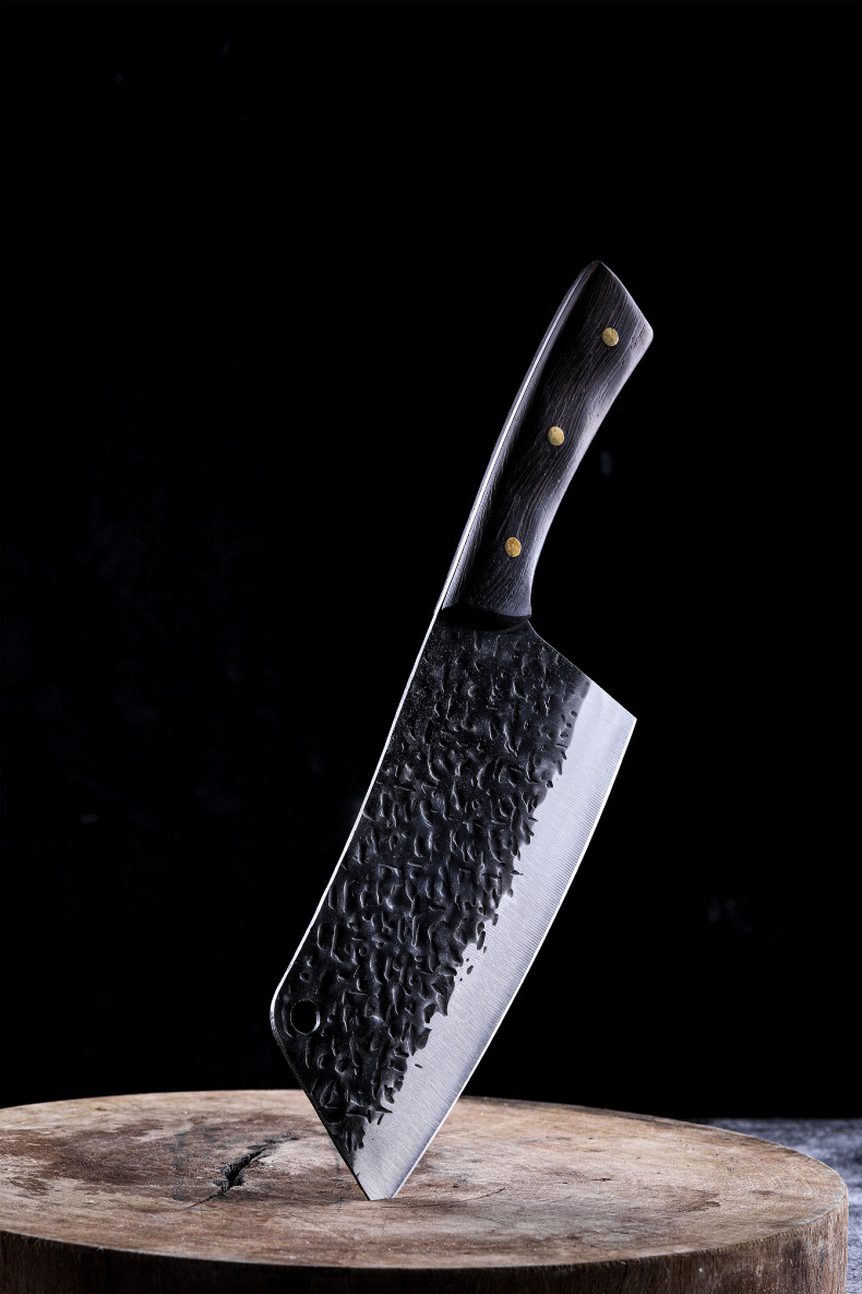 锻打菜刀龙泉锤纹老中式家用厨房不锈钢斩砍切片刀女士实用厨刀