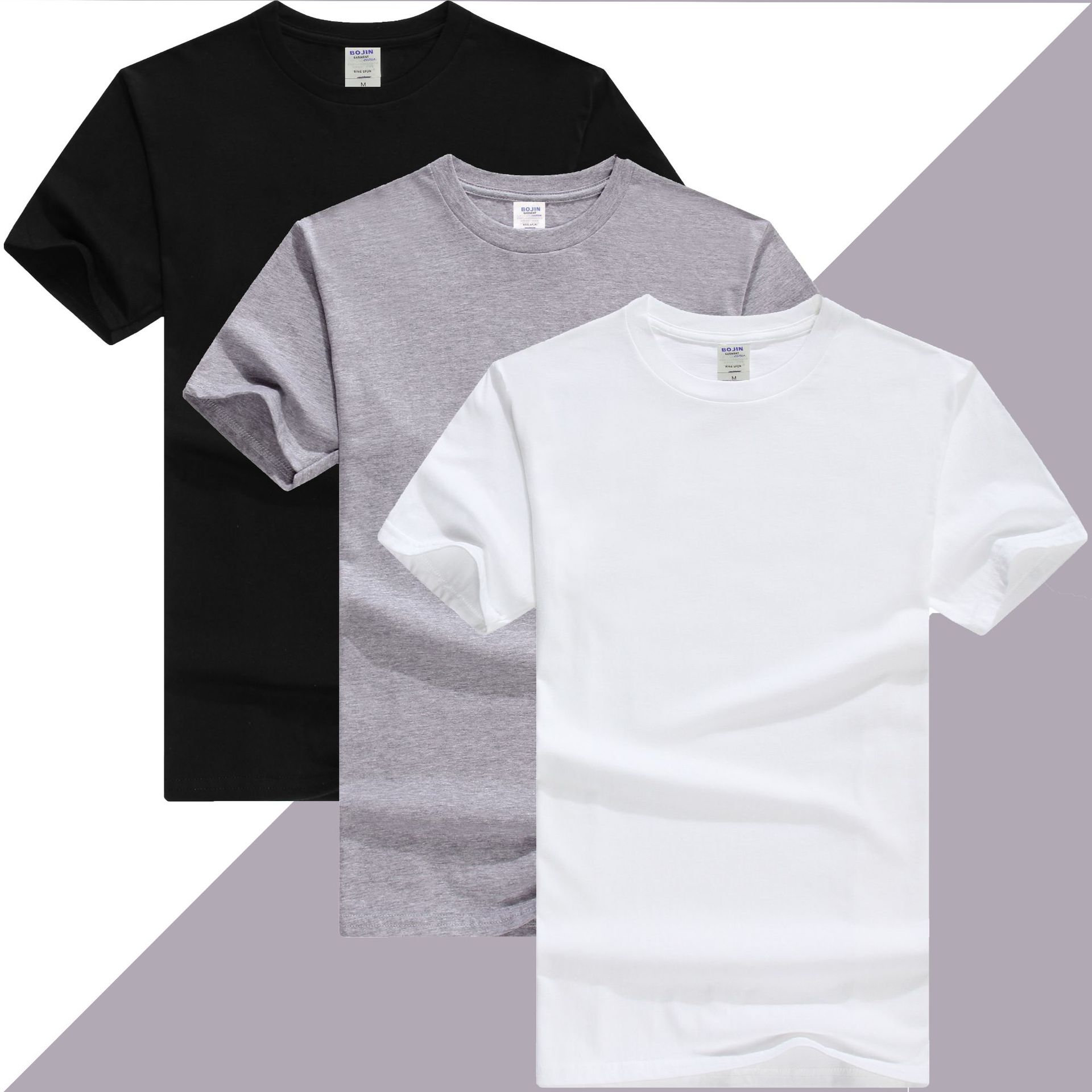 210g精梳棉圆领筒织无缝t恤衫空白宽松tee厂家圆筒纯棉短袖文化衫