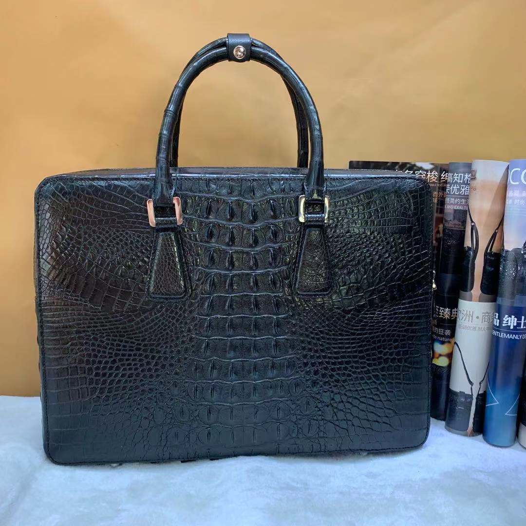 鳄鱼皮男包真皮手提包男士包包单肩商务奢侈品公文包电脑包大容量