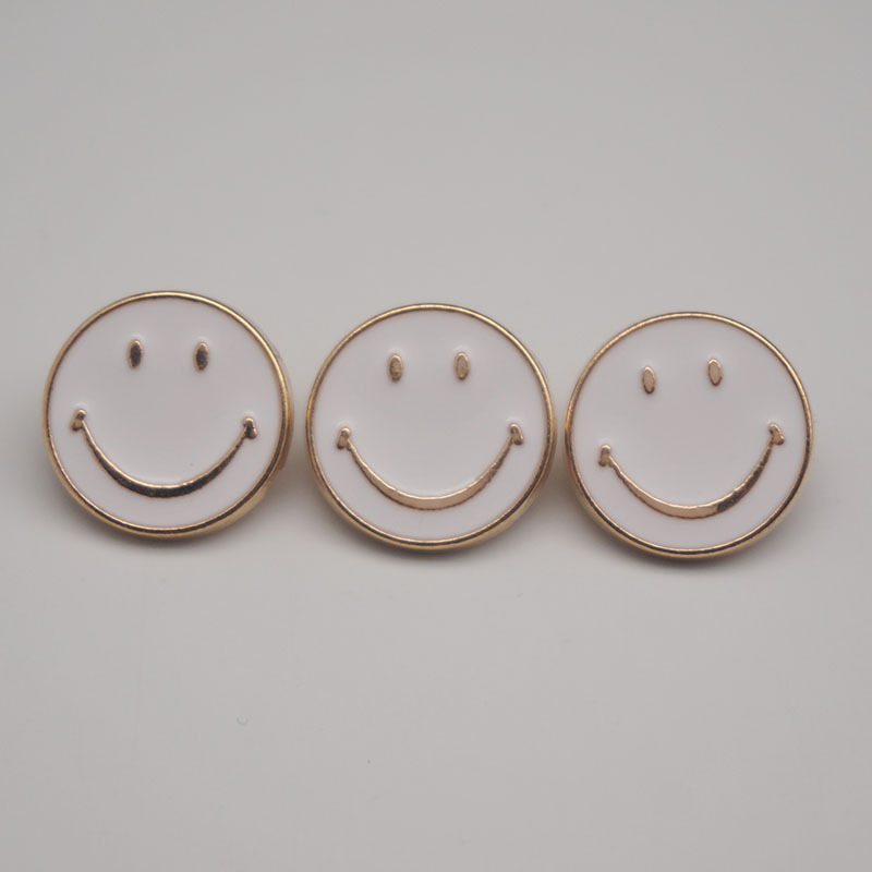 现货金属点油笑脸纽扣西装风衣外套圆形金色扣子高脚手缝扣合金