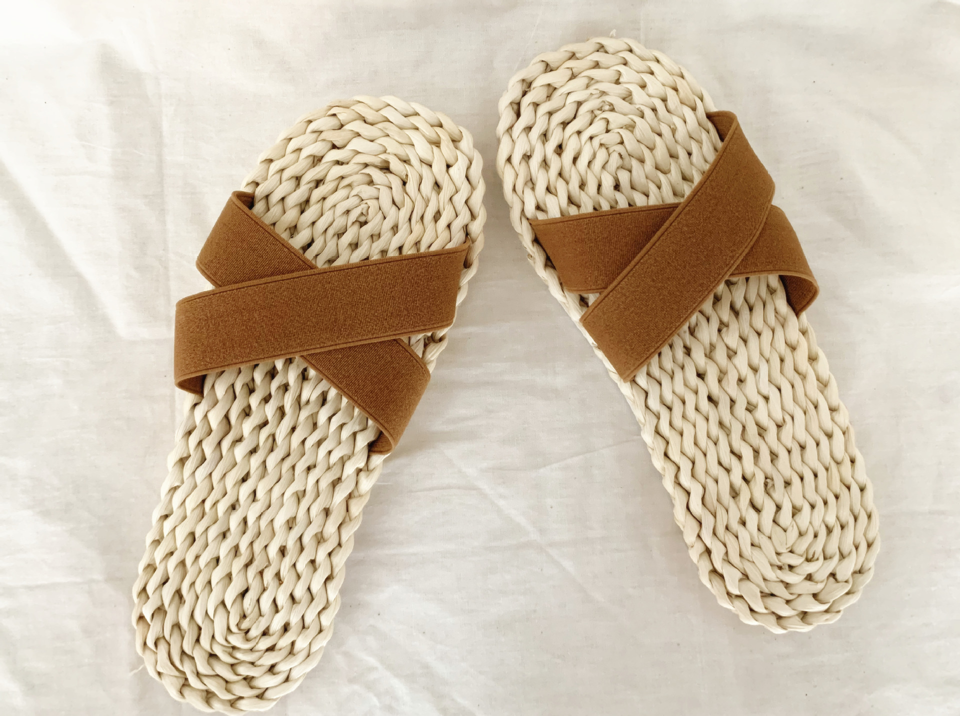 男士女士情侣日系韩系人字拖玉米皮编织草鞋休闲鞋纯手工沙滩鞋