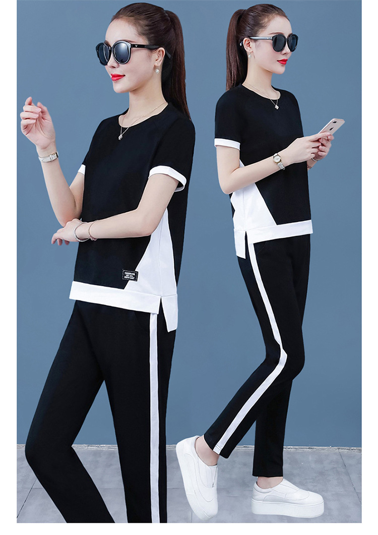 夏季运动套装女2020新款时尚韩版宽松洋气短袖休闲两件套显瘦裤装