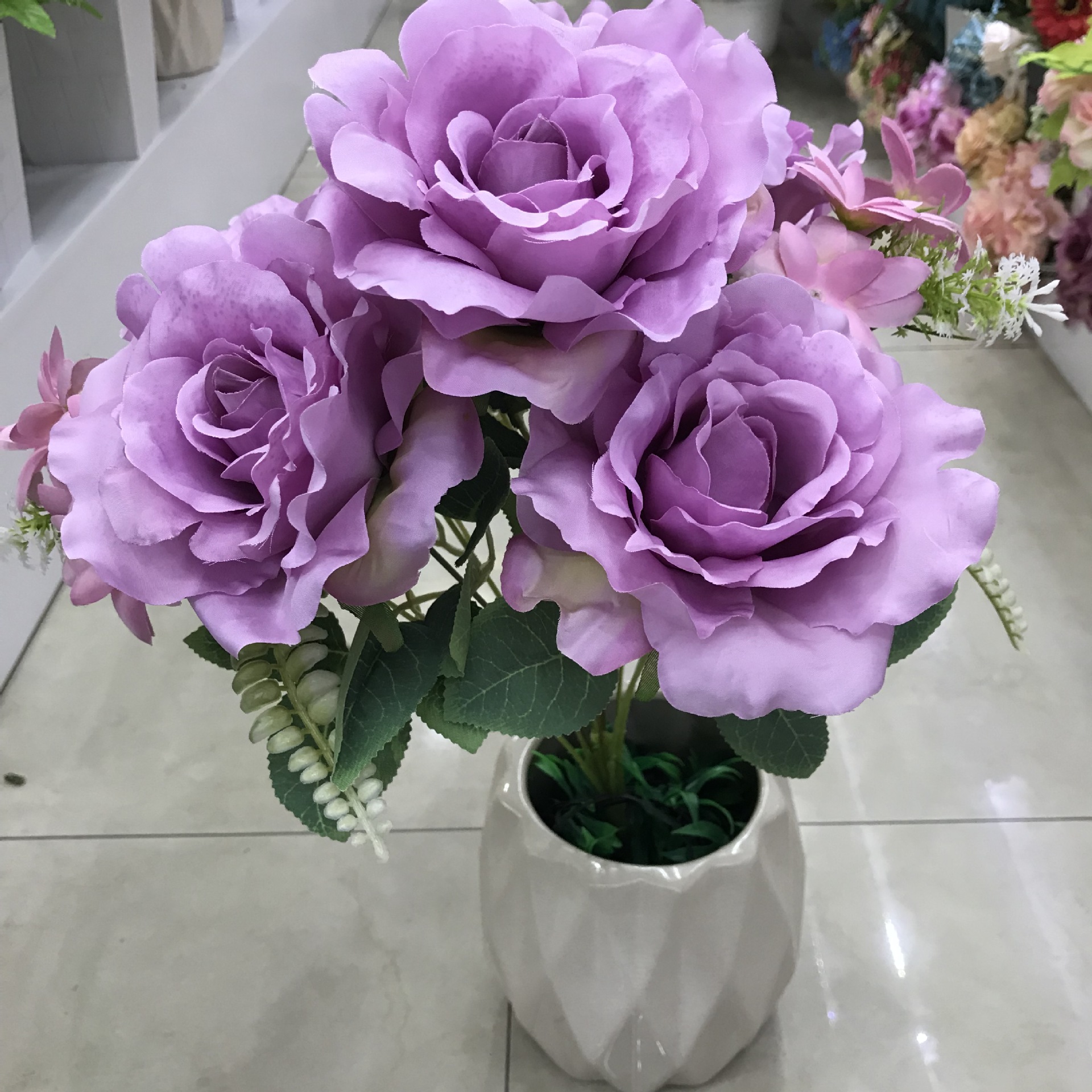 厂家直供仿真花束欧式9叉仿真法国玫瑰花 家居装饰婚庆布置摆设