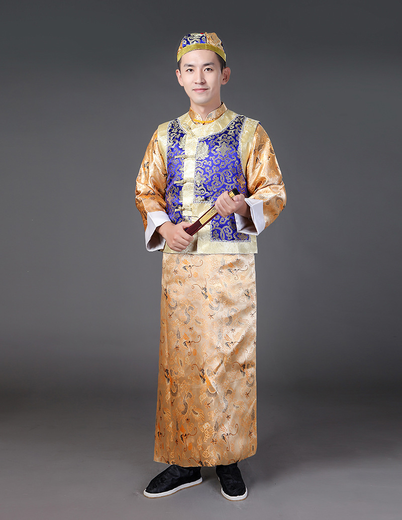 清朝阿哥服装满族古装批发男成人贝勒爷地主年会运动会舞台演出服