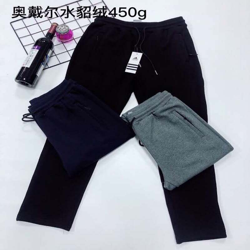 折扣品牌男装 运动休闲水貂绒长裤 电商跑量款厂家处