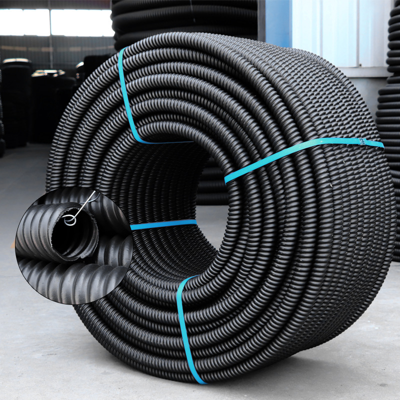 50口径pe碳素波纹管 直埋电缆单壁管 5缠绕波纹管电线地埋